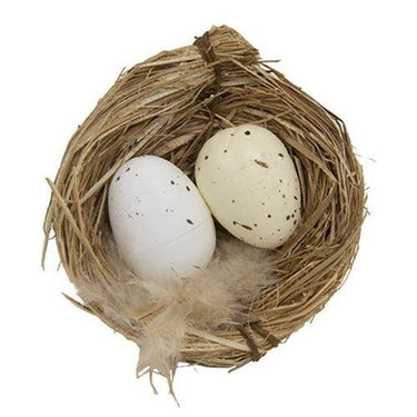 6 Set Natural Eggs in Nests - The Fox Decor
